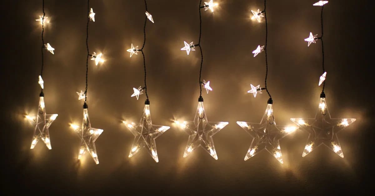 Star-shaped LED lights hanging on a wall