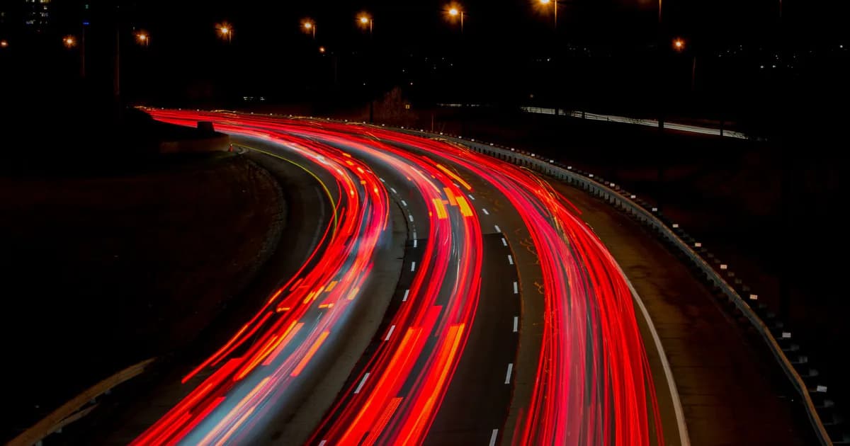 A captivating long exposure of a highway at night
