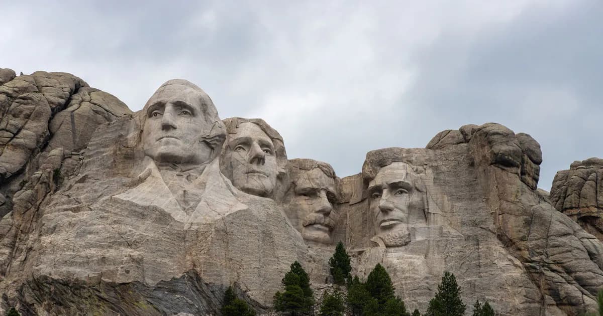 A striking view of Mount Rushmore featuring the carved faces of U.S. Presidents in the Black Hills of South Dakota